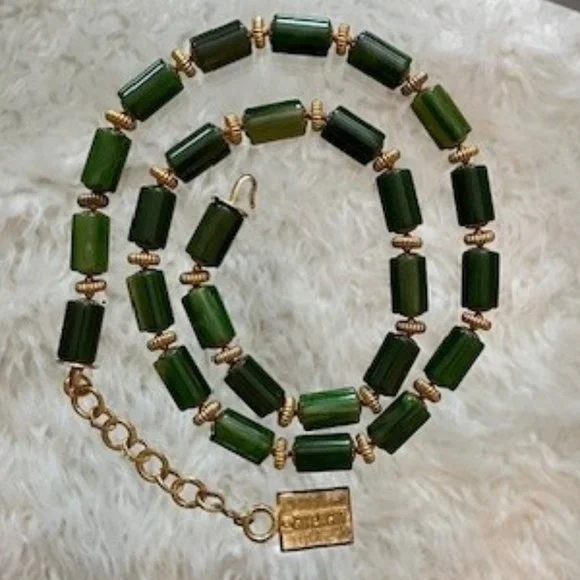 Givenchy Faux Jade Tubular Vintage Belt or Necklace 32" - Picture 5 of 6